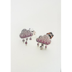 Silver Cloud-shaped earrings with zircons