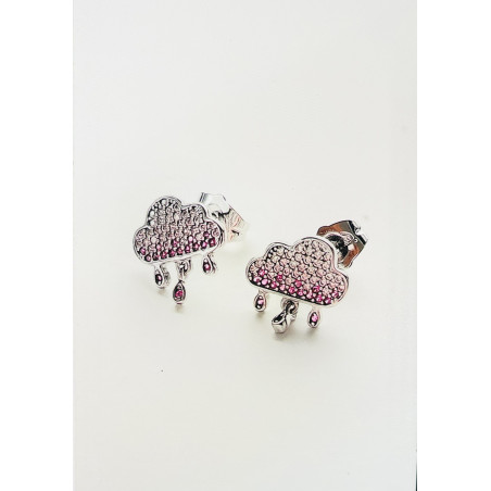 Silver Cloud-shaped earrings with zircons