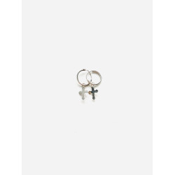 Silver hoops with cross