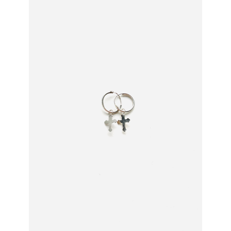 Silver hoops with cross