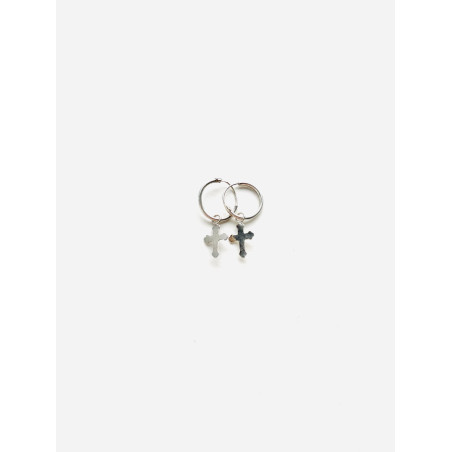 Silver hoops with cross