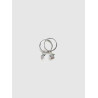 Silver hoops with star pendant with emerald and ruby ​​zircons