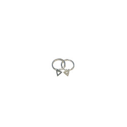 Silver hoops with triangle pendant