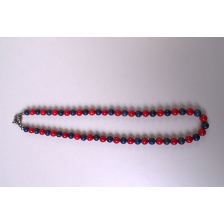 Rød stein og lapis lazuli halskjede