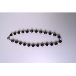 Tourmaline black stone necklace with pearl