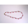 Stone necklace combined pale pink and fuchsia with golden silver closure