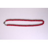 Red stone necklace combined with pearls